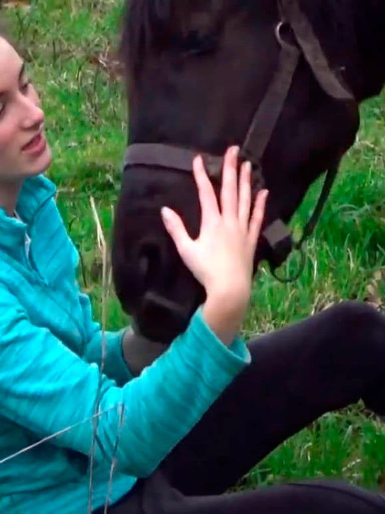 A rapaza que borboriñaba aos cabalos